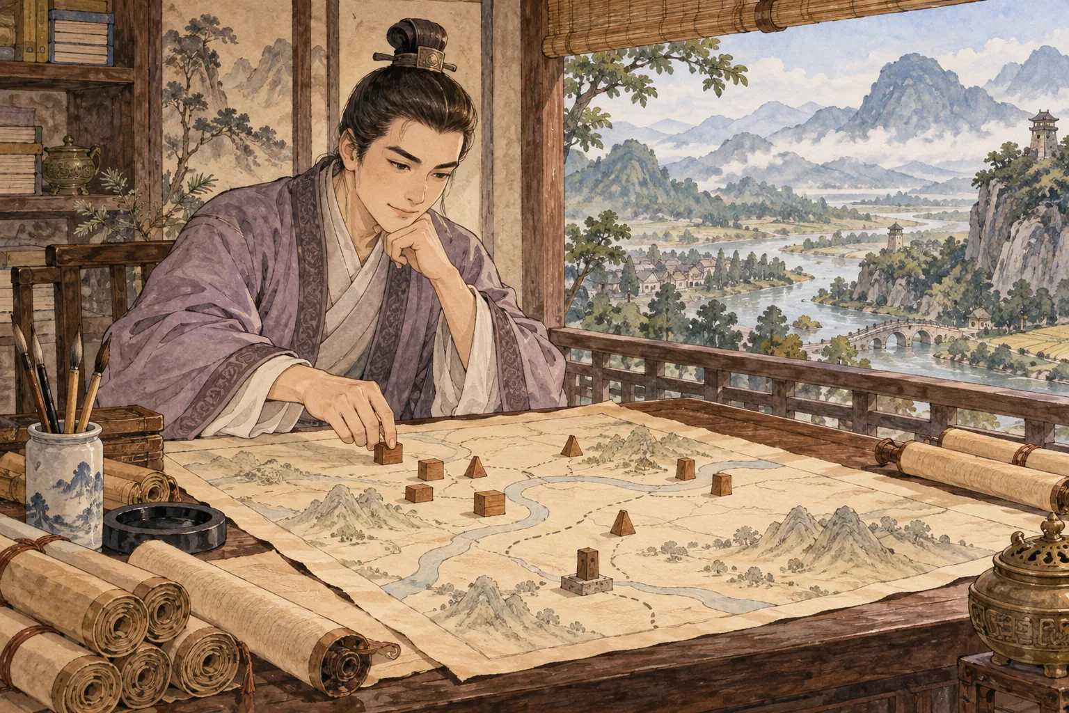 Người học bố trí quân cờ trên bản đồ giấy.